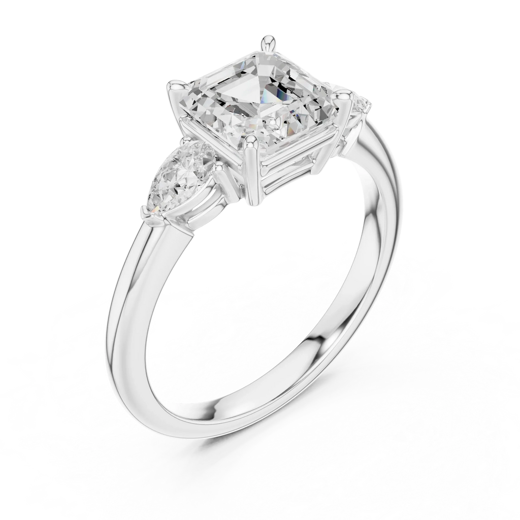 Asscher Cut 2.50 CT Diamond Three Stone Wedding Ring VVS1 D Color