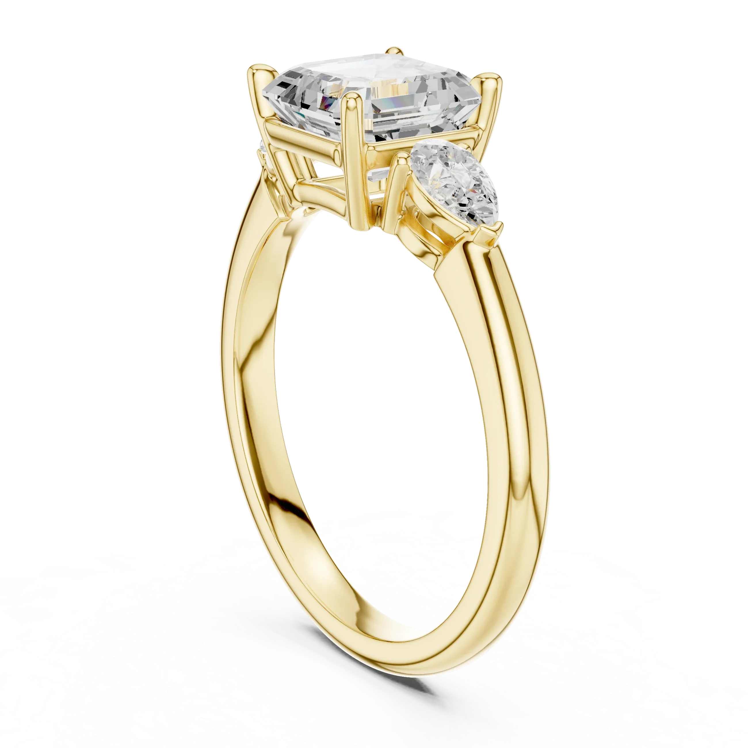 Asscher Cut 2.50 CT Diamond Three Stone Wedding Ring VVS1 D Color