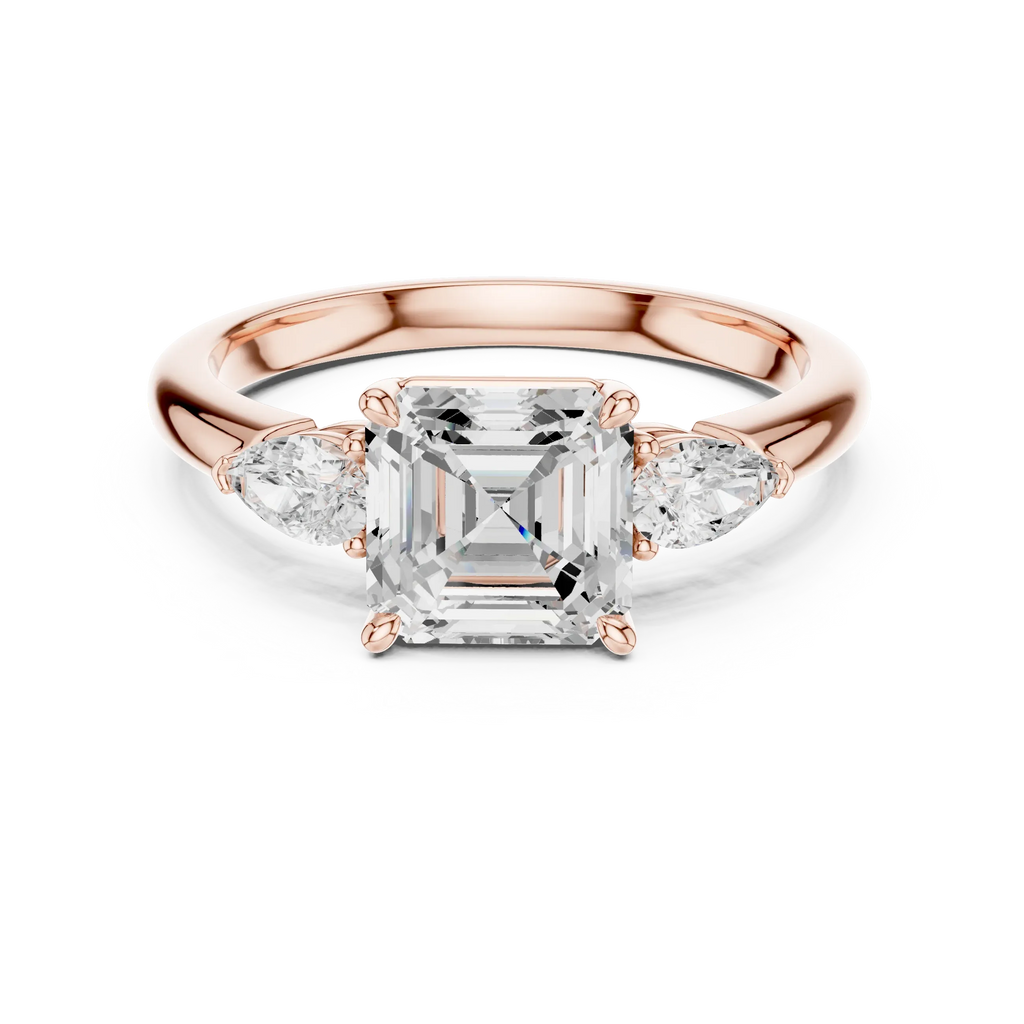 Asscher Cut 2.50 CT Diamond Three Stone Wedding Ring VVS1 D Color