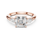 Asscher Cut 2.50 CT Diamond Three Stone Wedding Ring VVS1 D Color