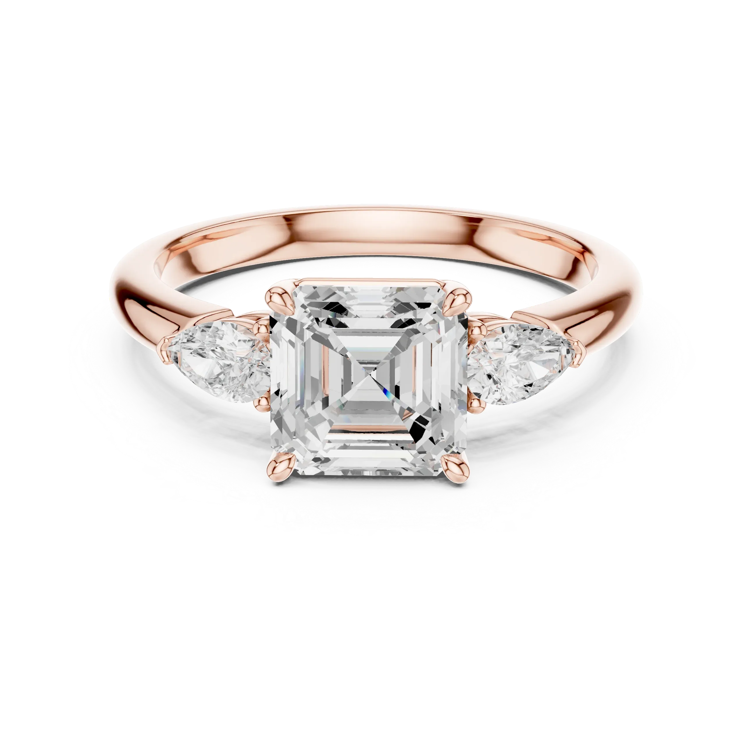 Asscher Cut 2.50 CT Diamond Three Stone Wedding Ring VVS1 D Color