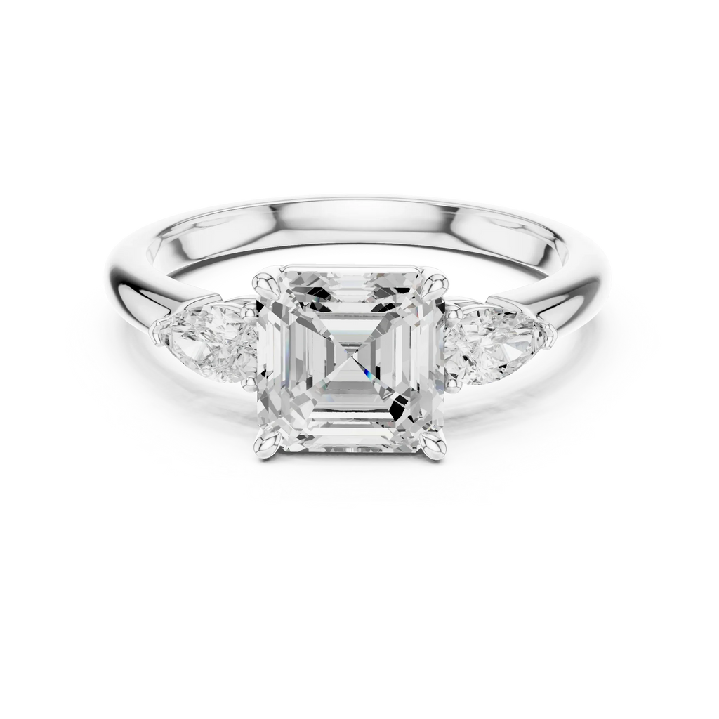 Asscher Cut 2.50 CT Diamond Three Stone Wedding Ring VVS1 D Color