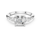 Asscher Cut 2.50 CT Diamond Three Stone Wedding Ring VVS1 D Color