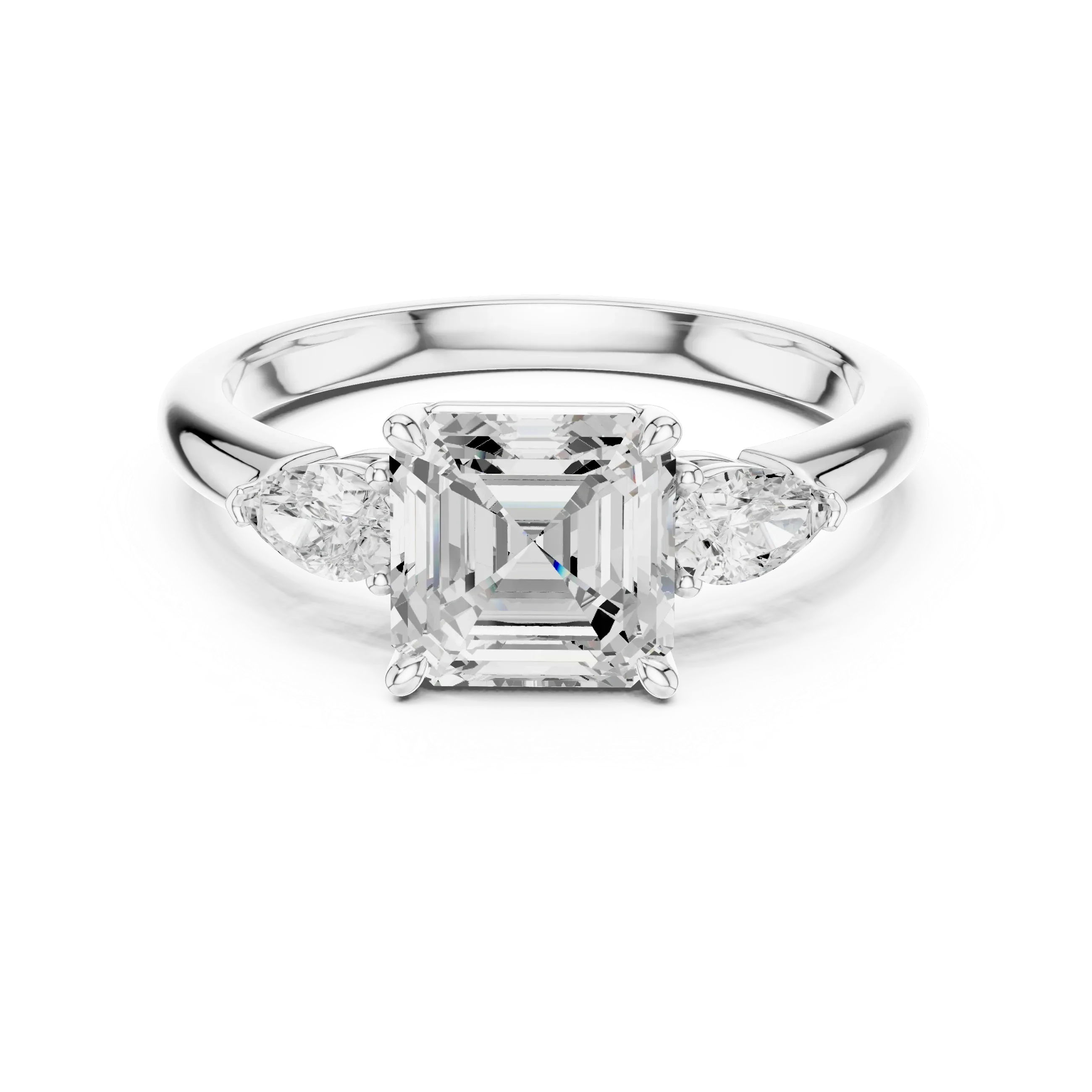 Asscher Cut 2.50 CT Diamond Three Stone Wedding Ring VVS1 D Color