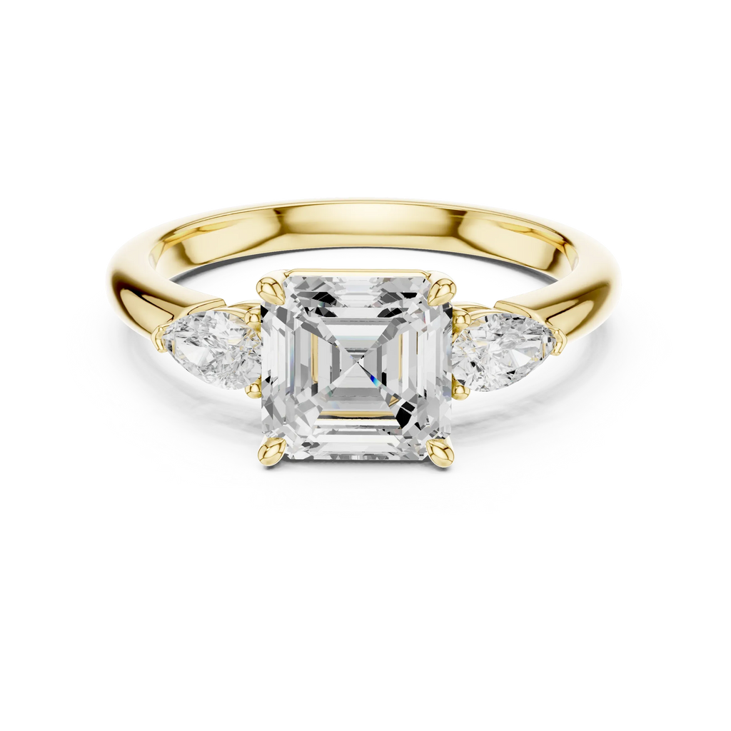 Asscher Cut 2.50 CT Diamond Three Stone Wedding Ring VVS1 D Color