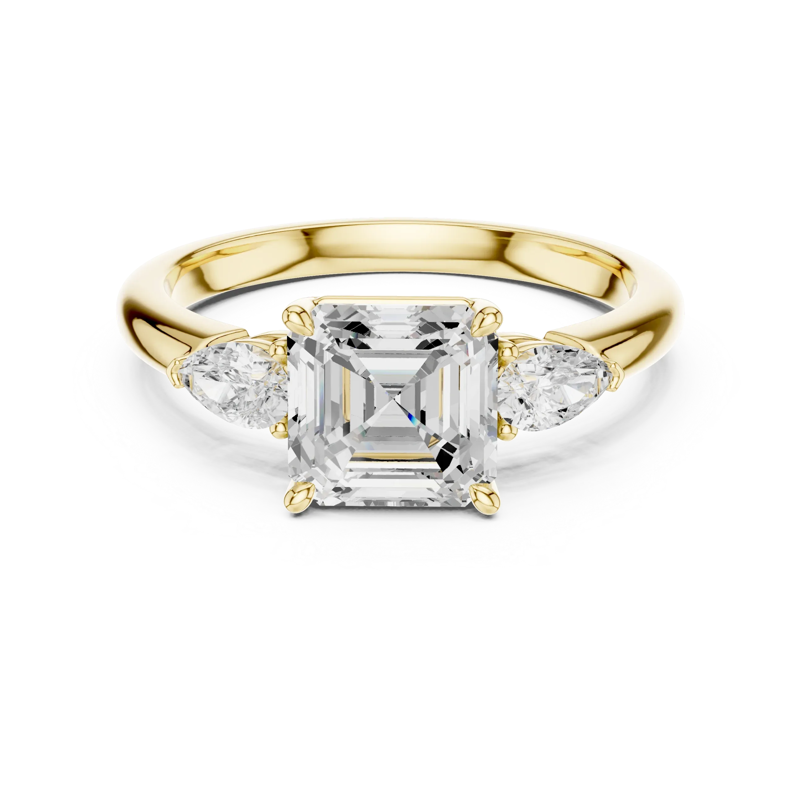 Asscher Cut 2.50 CT Diamond Three Stone Wedding Ring VVS1 D Color