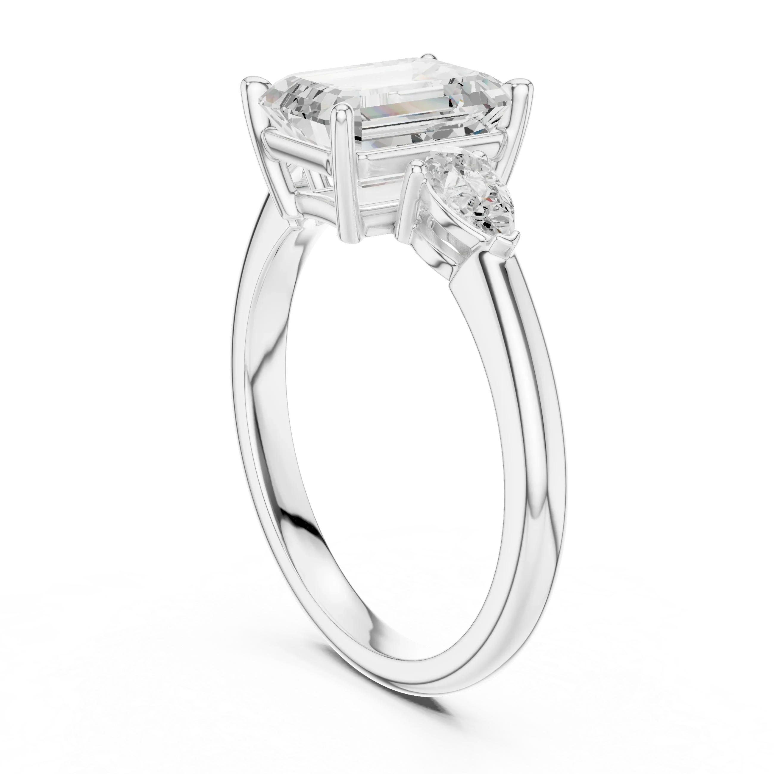 Emerald Cut 2.50 CT Diamond Three Stone Wedding Ring VVS1 D Color