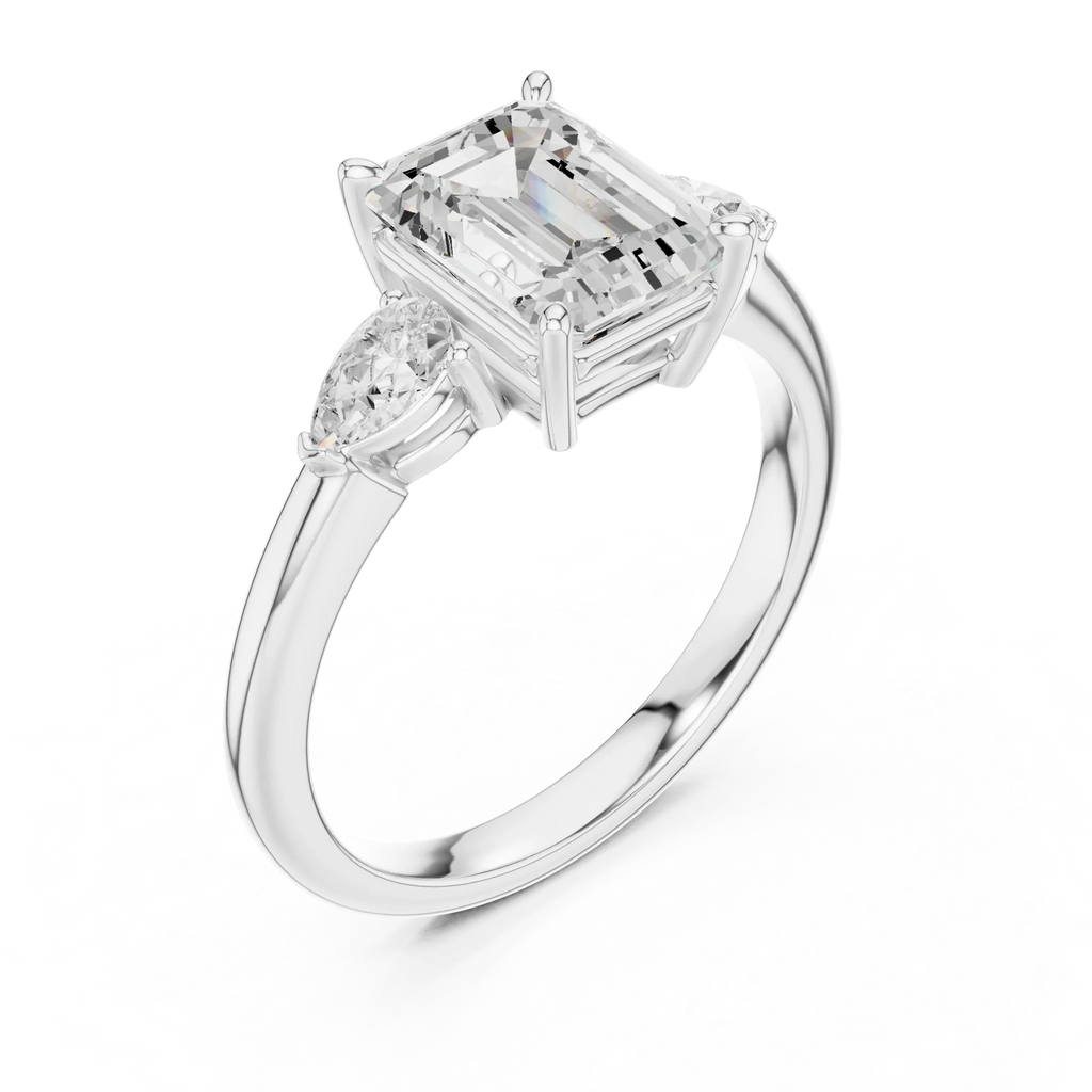 Emerald Cut 2.50 CT Diamond Three Stone Wedding Ring VVS1 D Color