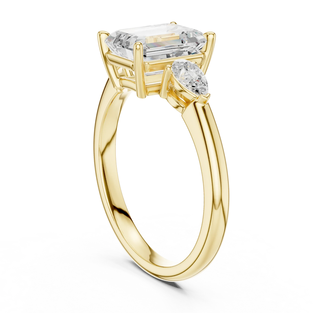Emerald Cut 2.50 CT Diamond Three Stone Wedding Ring VVS1 D Color