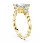 Emerald Cut 2.50 CT Diamond Three Stone Wedding Ring VVS1 D Color