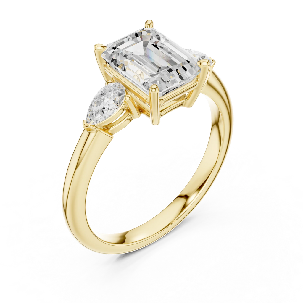 Emerald Cut 2.50 CT Diamond Three Stone Wedding Ring VVS1 D Color