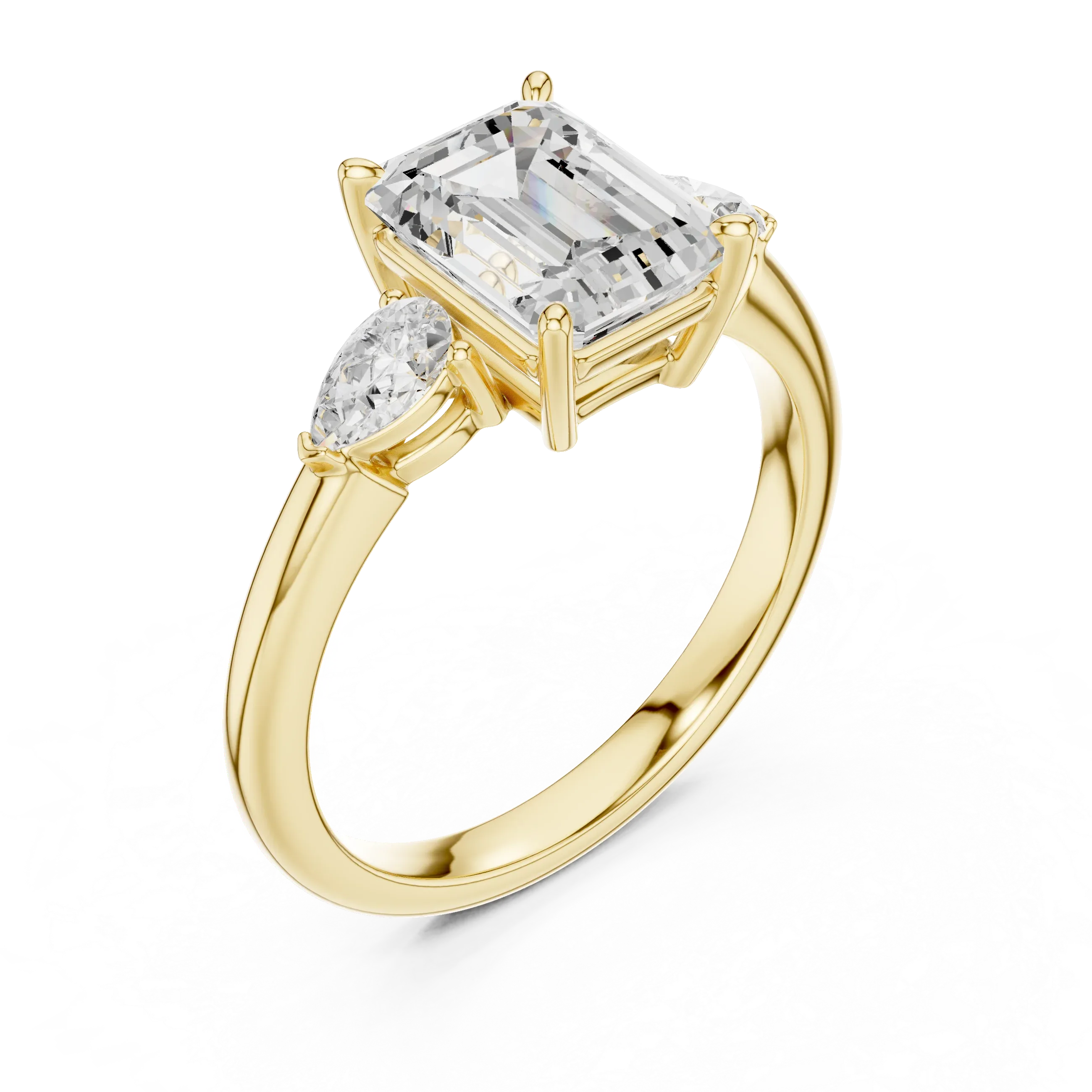 Emerald Cut 2.50 CT Diamond Three Stone Wedding Ring VVS1 D Color