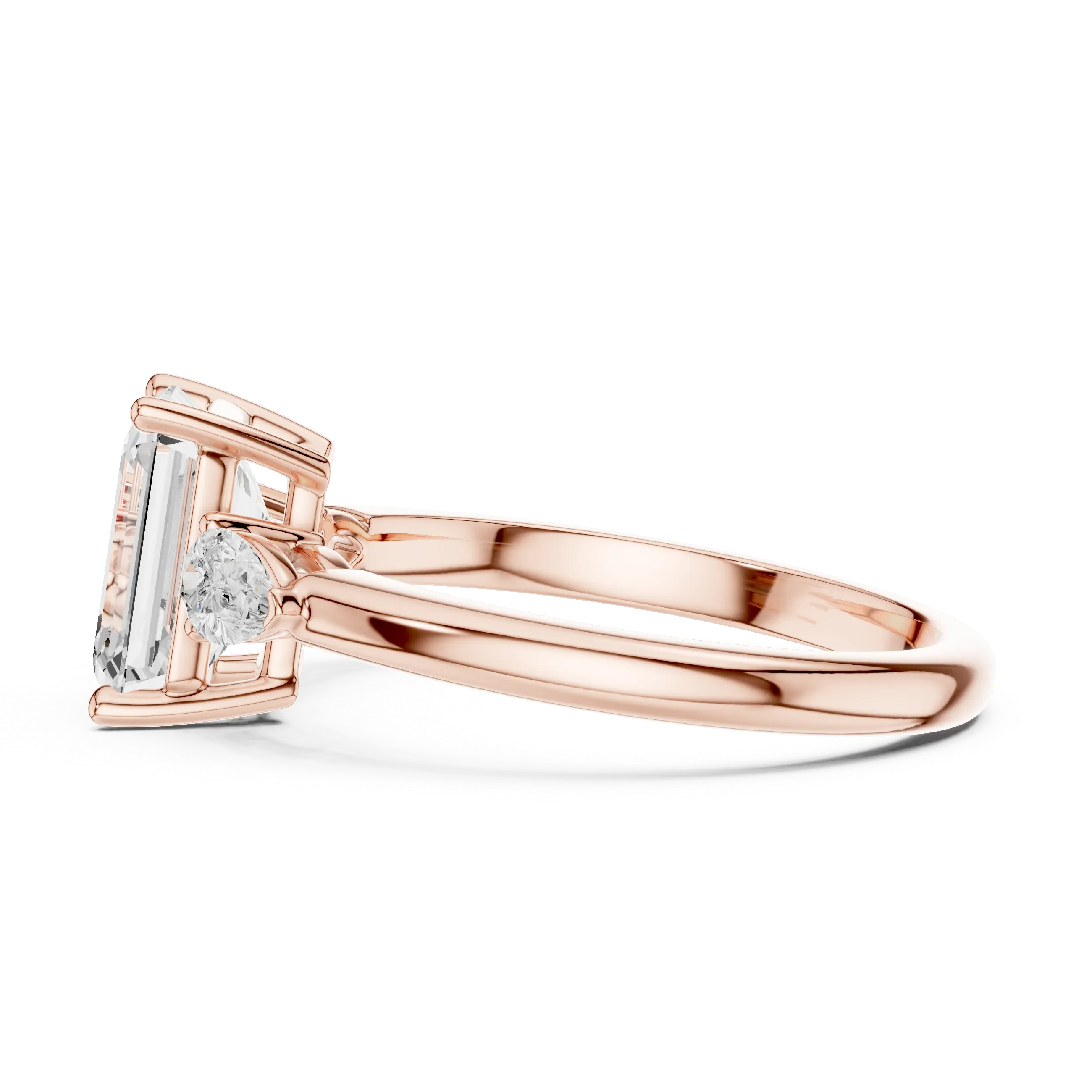 Emerald Cut 2.50 CT Diamond Three Stone Wedding Ring VVS1 D Color