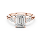 Emerald Cut 2.50 CT Diamond Three Stone Wedding Ring VVS1 D Color
