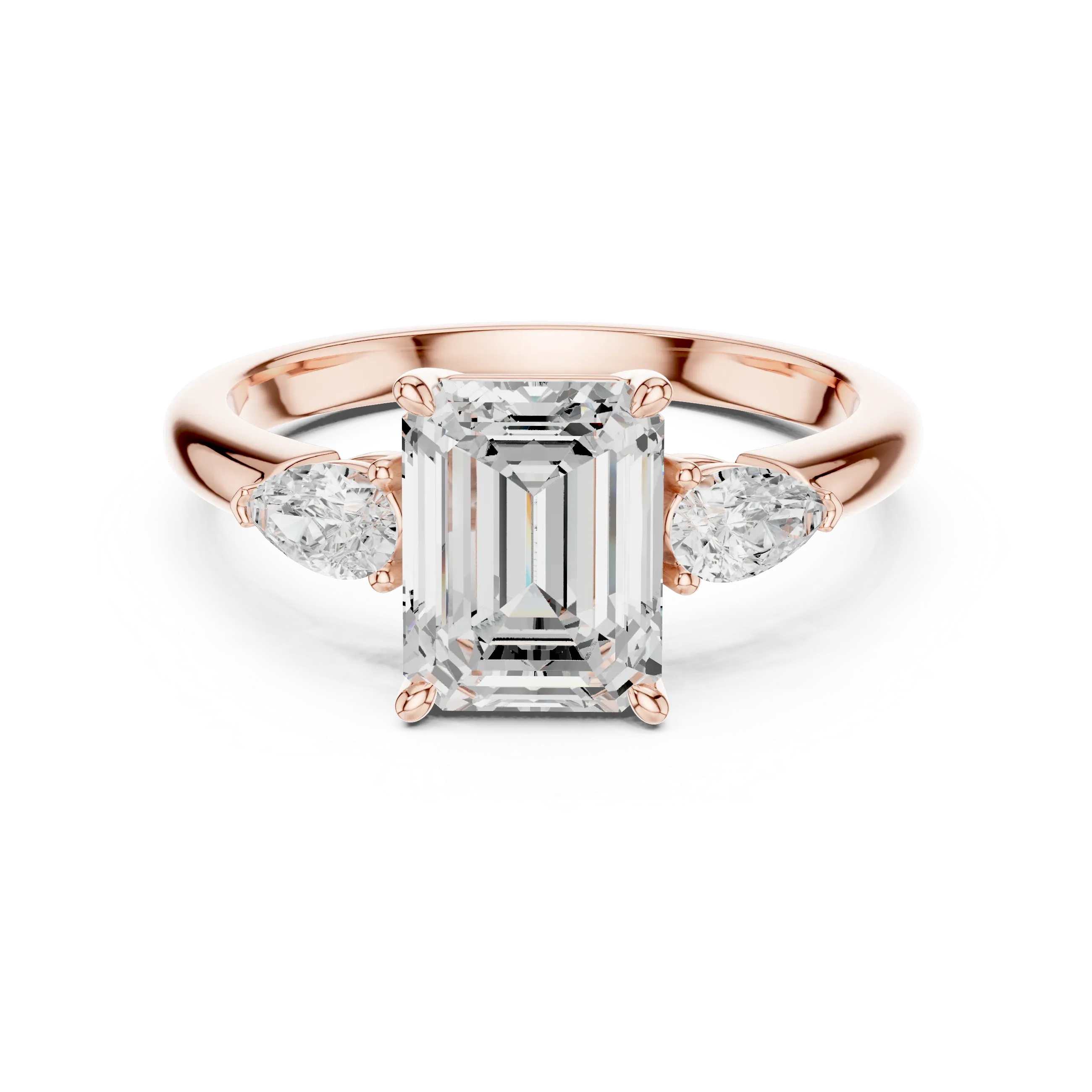 Emerald Cut 2.50 CT Diamond Three Stone Wedding Ring VVS1 D Color