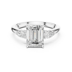 Emerald Cut 2.50 CT Diamond Three Stone Wedding Ring VVS1 D Color