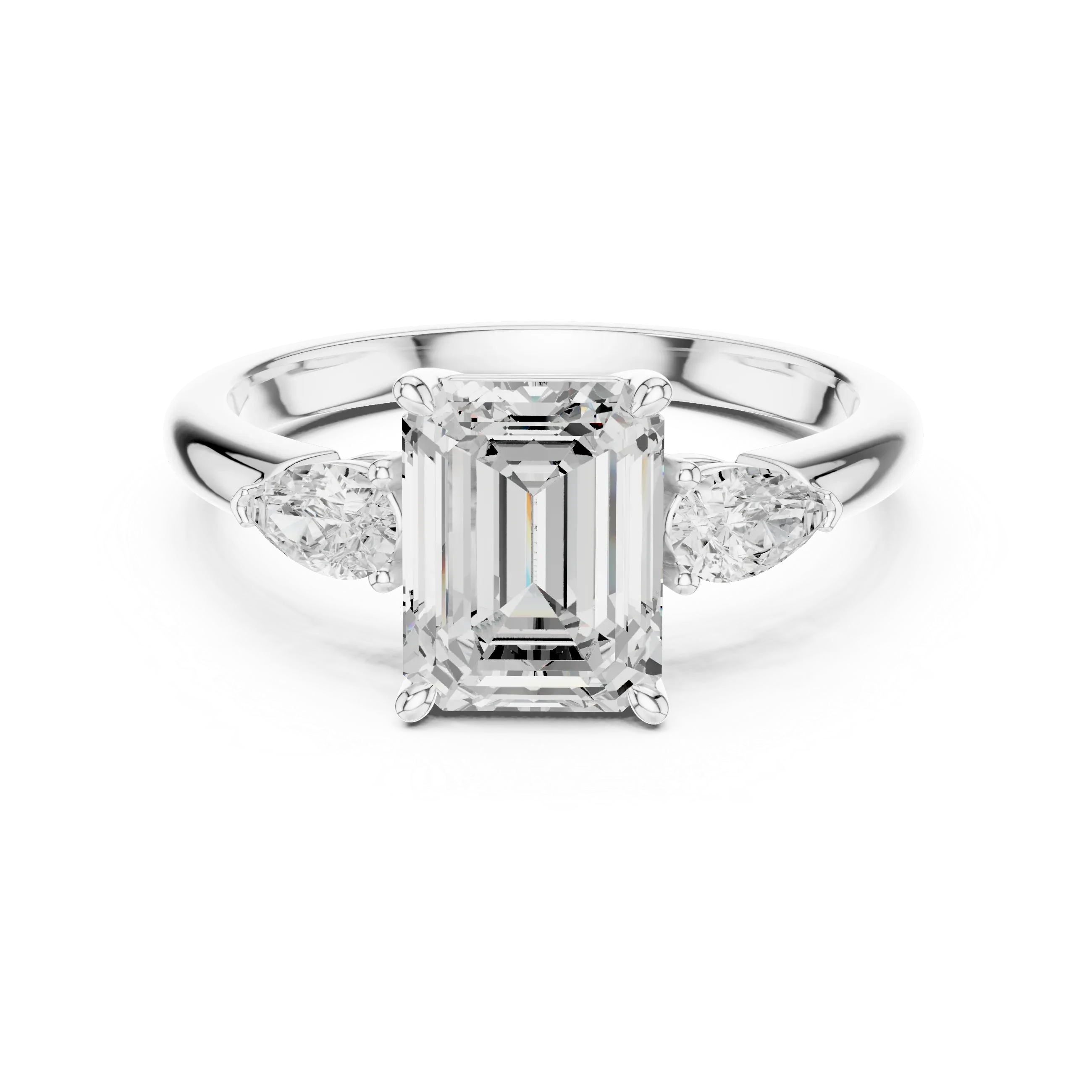 Emerald Cut 2.50 CT Diamond Three Stone Wedding Ring VVS1 D Color