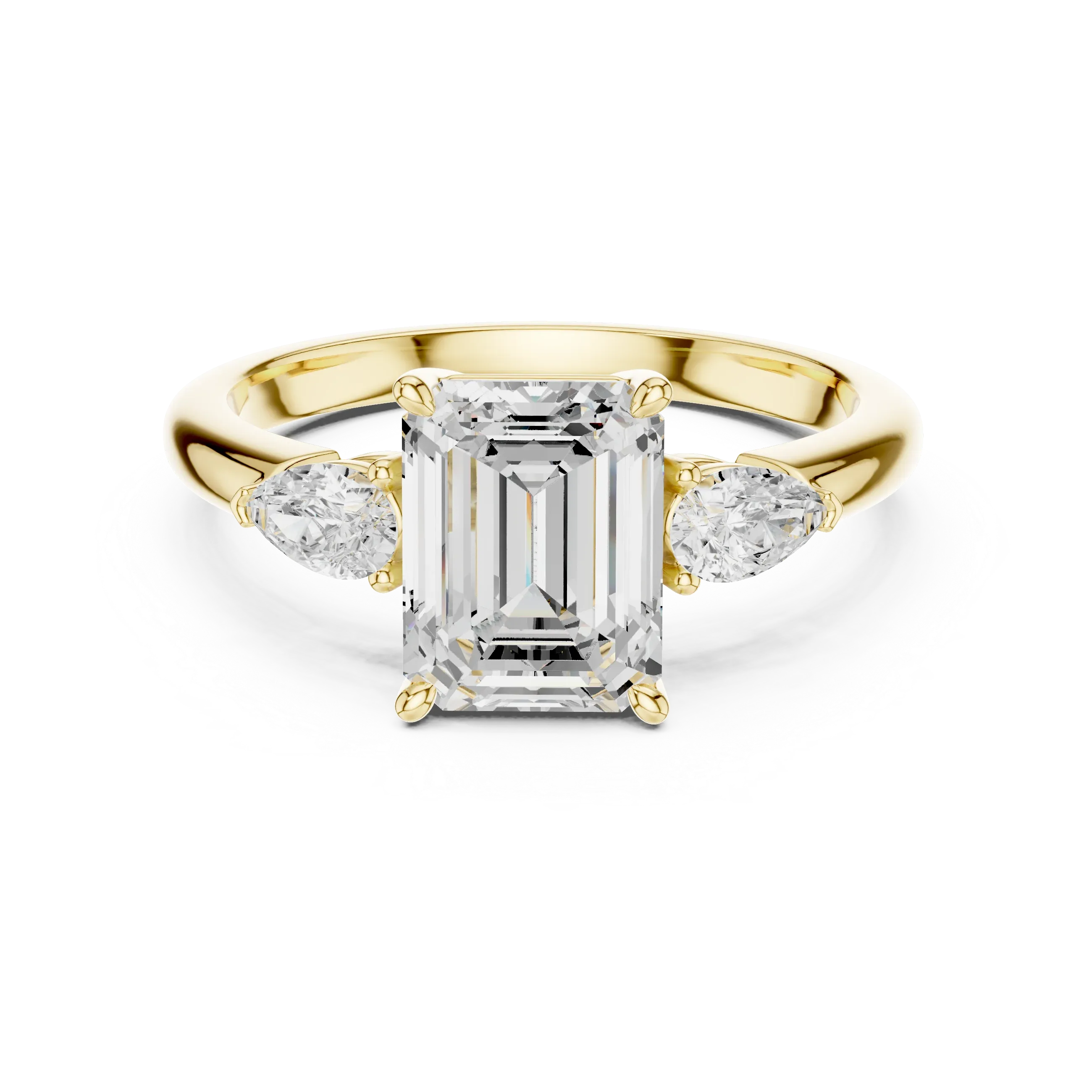 Emerald Cut 2.50 CT Diamond Three Stone Wedding Ring VVS1 D Color
