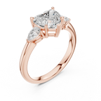 Heart Cut 2.50 CT Diamond Three Stone Wedding Ring VVS1 D Color