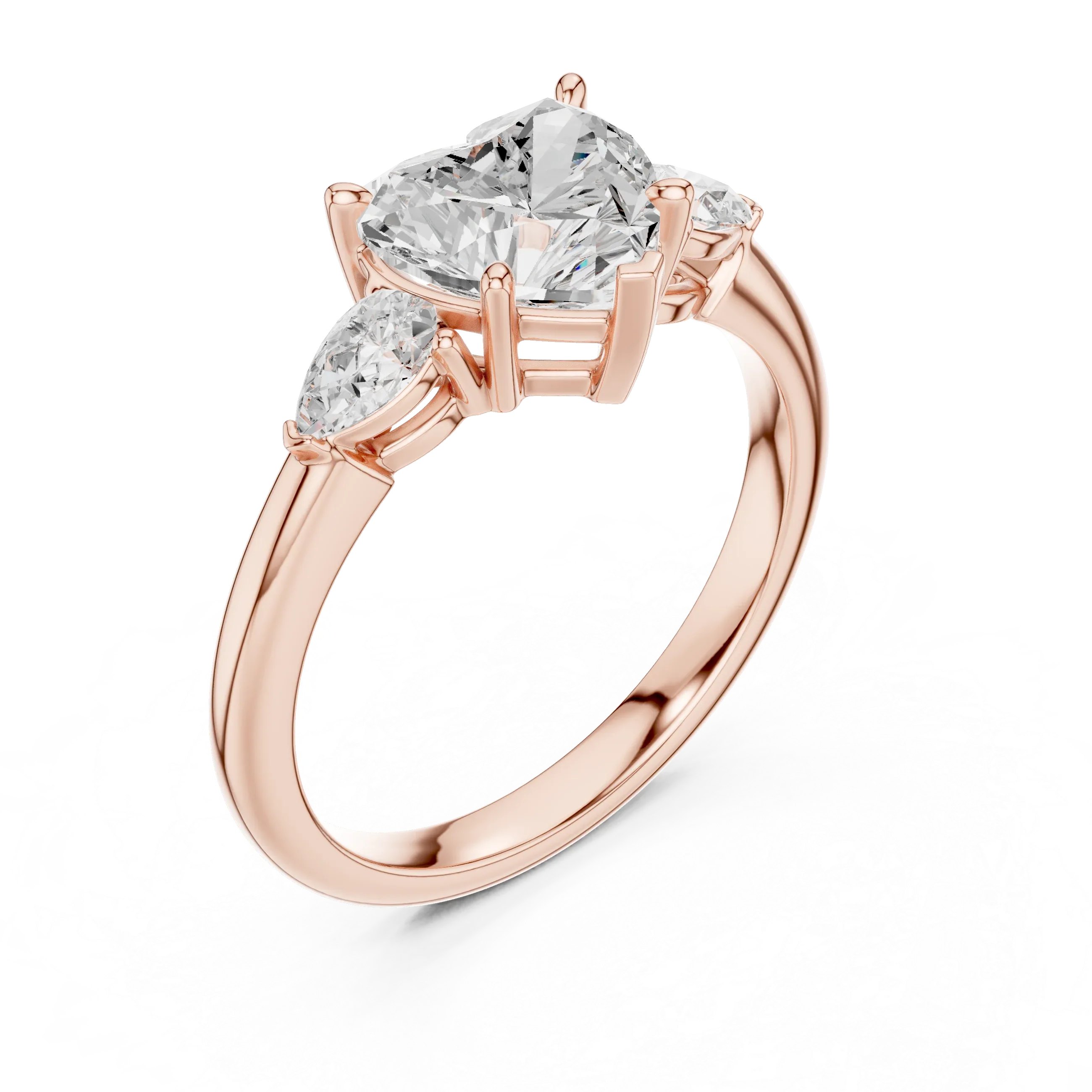Heart Cut 2.50 CT Diamond Three Stone Wedding Ring VVS1 D Color