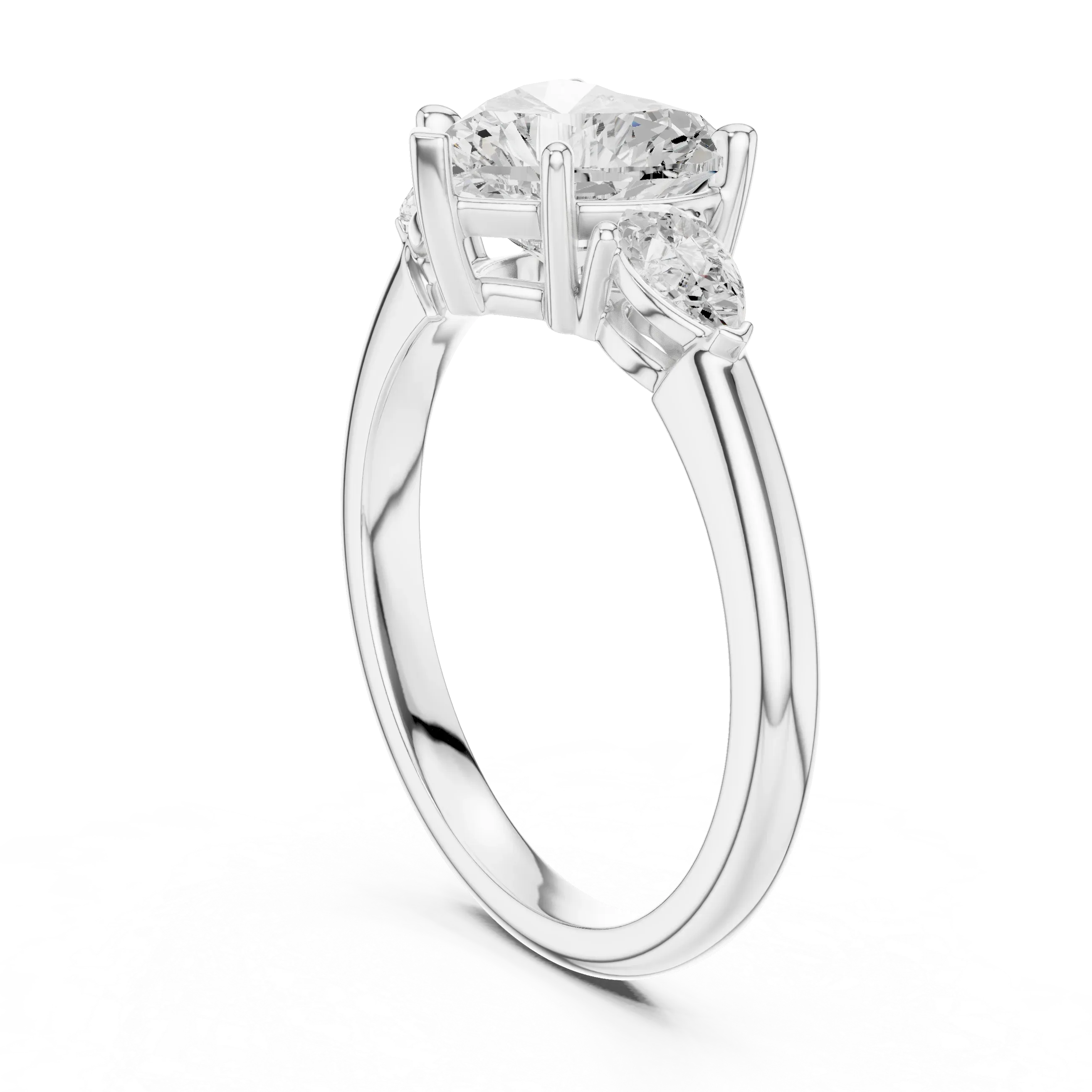 Heart Cut 2.50 CT Diamond Three Stone Wedding Ring VVS1 D Color