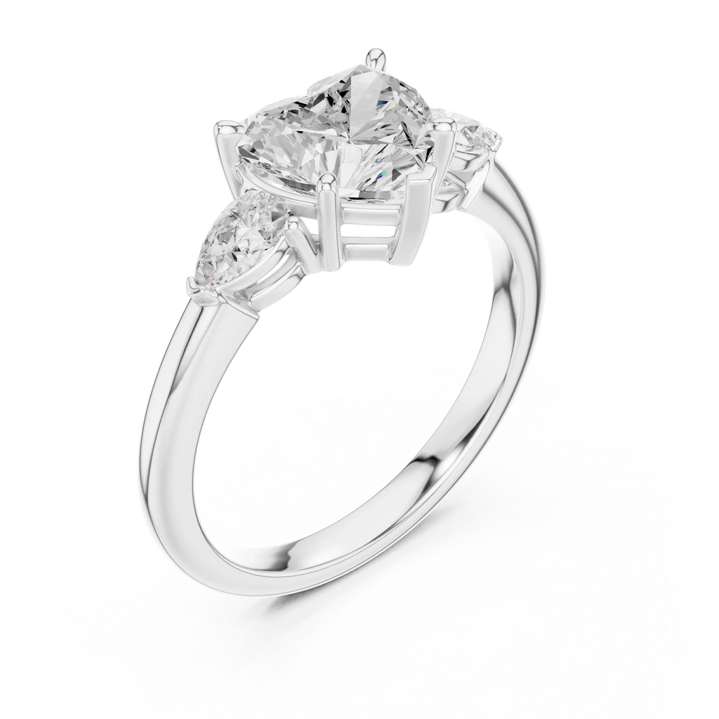 Heart Cut 2.50 CT Diamond Three Stone Wedding Ring VVS1 D Color