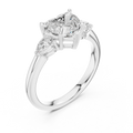 Heart Cut 2.50 CT Diamond Three Stone Wedding Ring VVS1 D Color