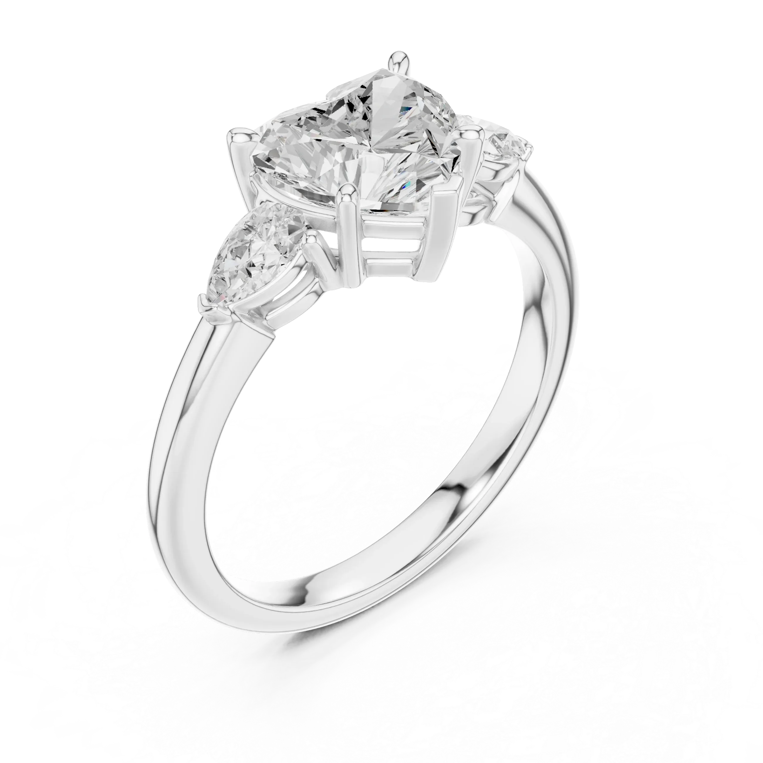Heart Cut 2.50 CT Diamond Three Stone Wedding Ring VVS1 D Color