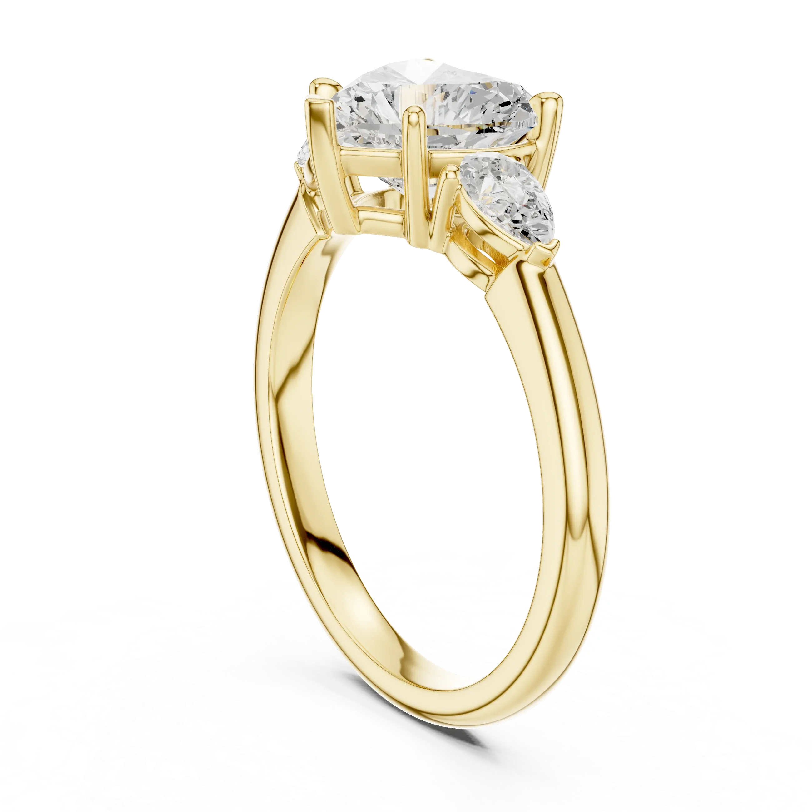 Heart Cut 2.50 CT Diamond Three Stone Wedding Ring VVS1 D Color
