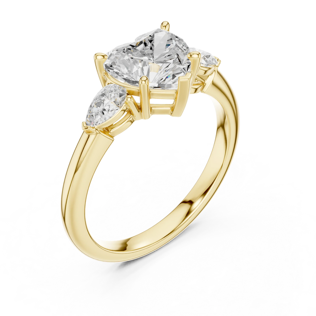 Heart Cut 2.50 CT Diamond Three Stone Wedding Ring VVS1 D Color