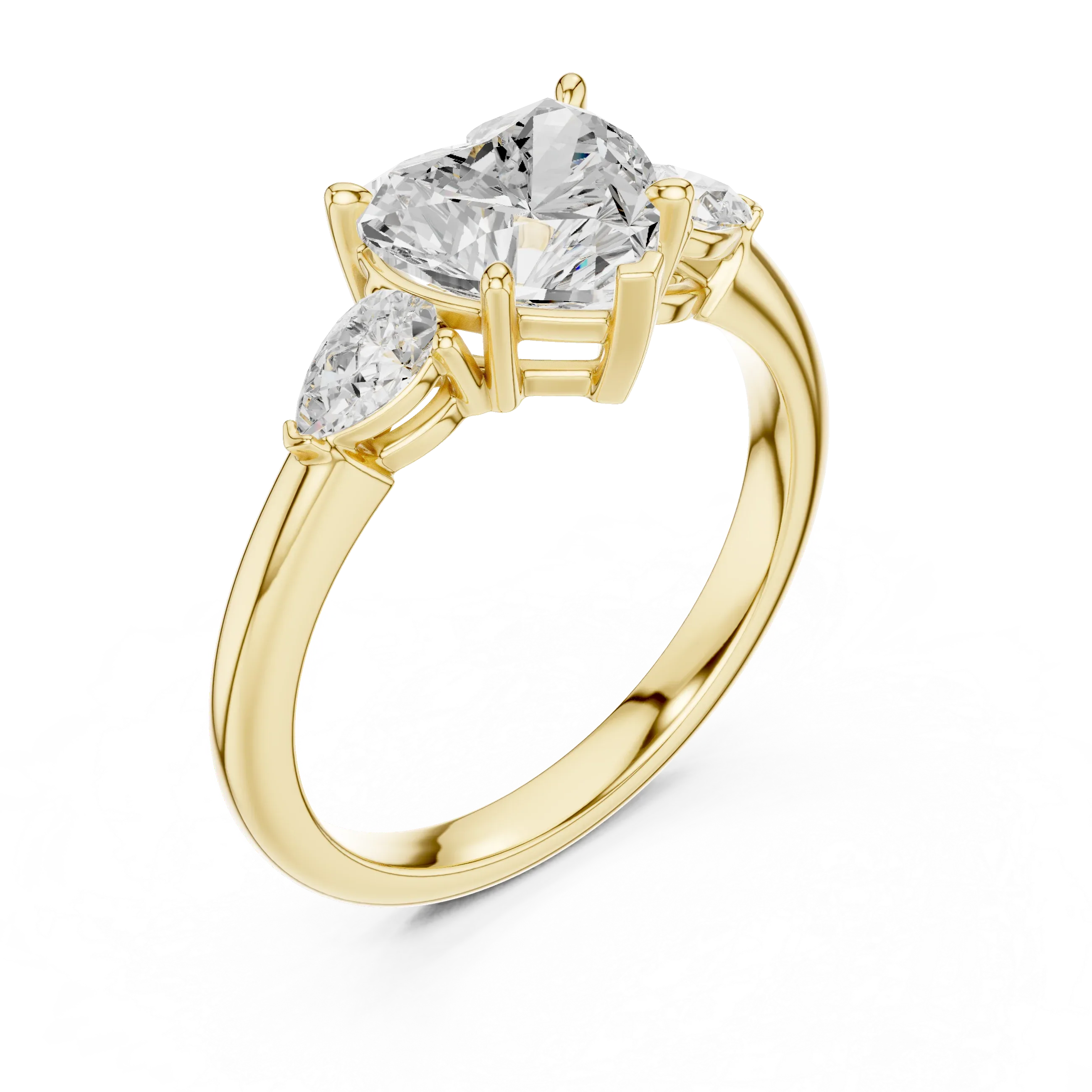 Heart Cut 2.50 CT Diamond Three Stone Wedding Ring VVS1 D Color