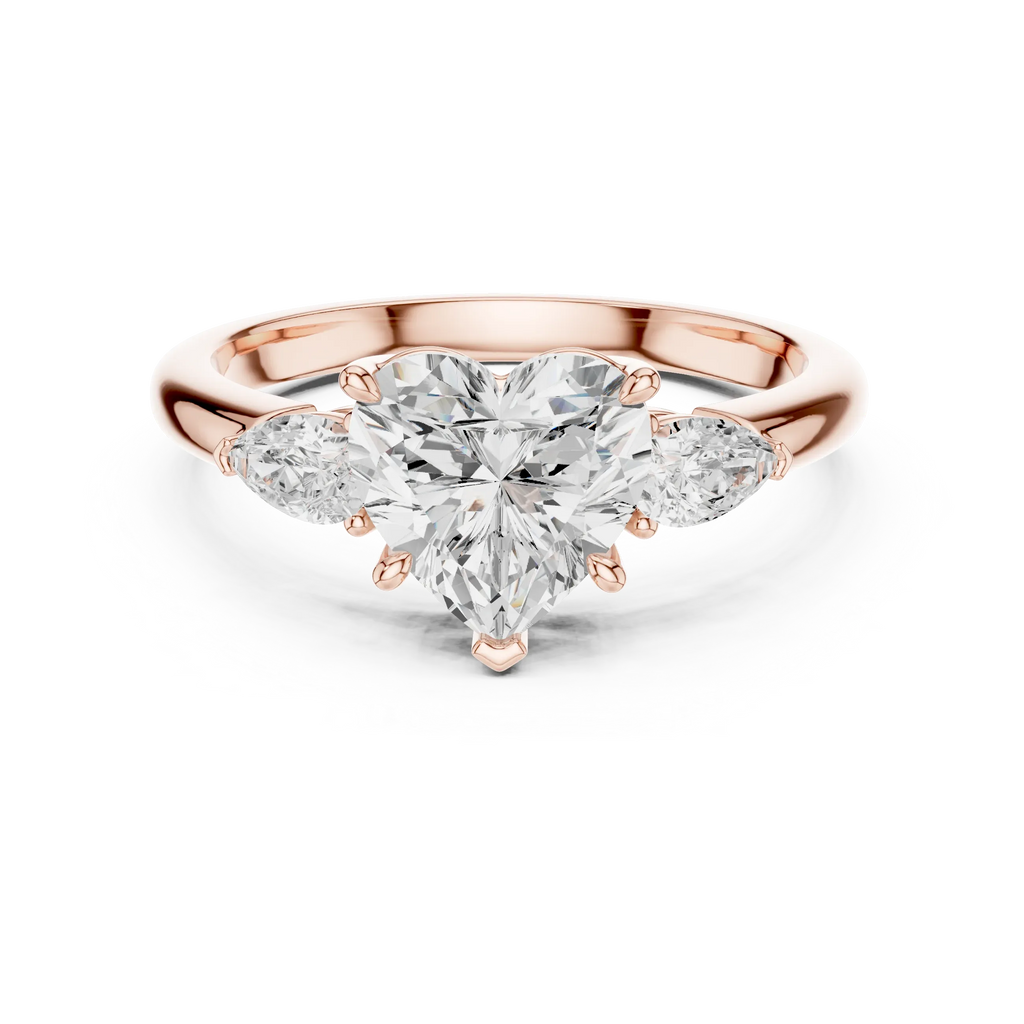 Heart Cut 2.50 CT Diamond Three Stone Wedding Ring VVS1 D Color