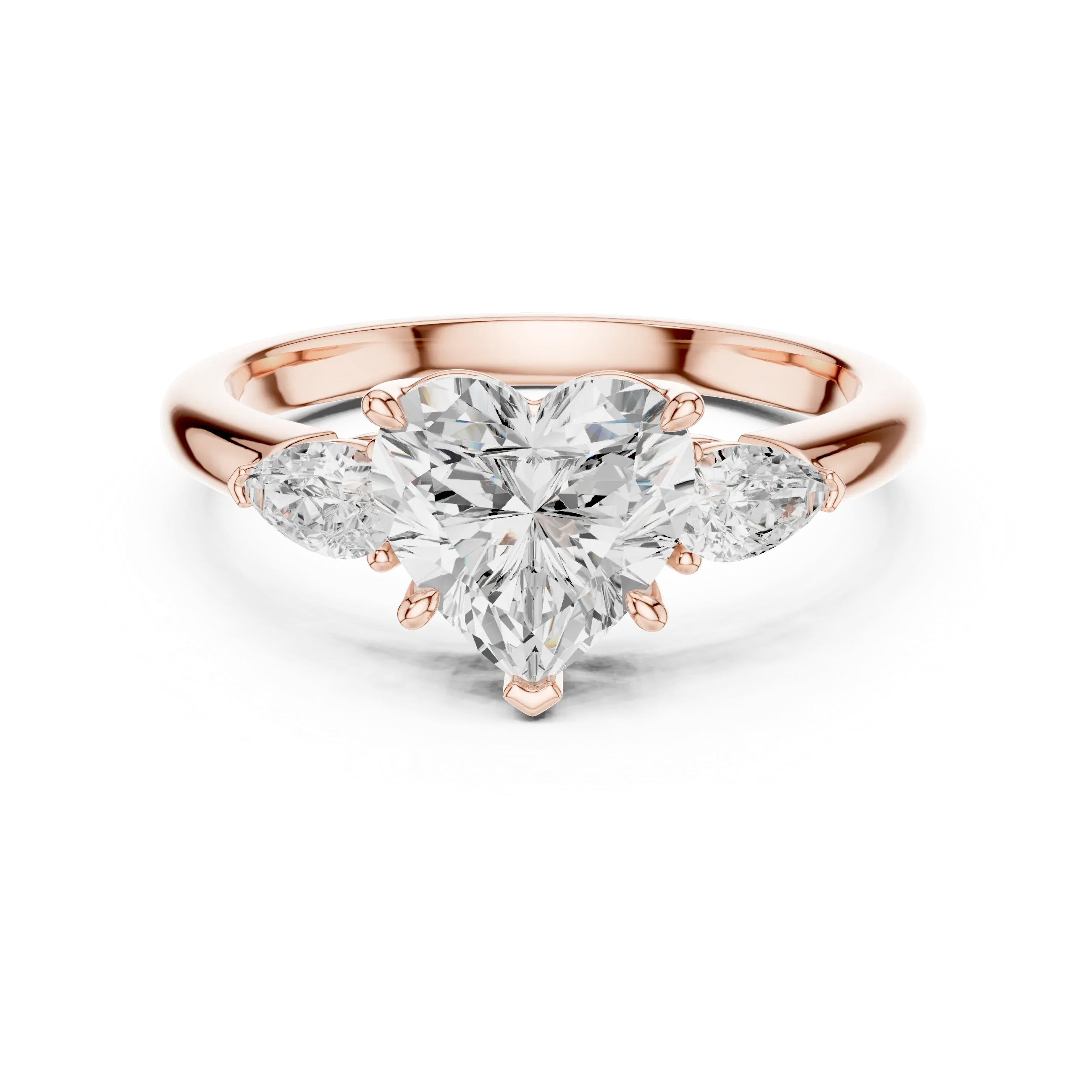 Heart Cut 2.50 CT Diamond Three Stone Wedding Ring VVS1 D Color