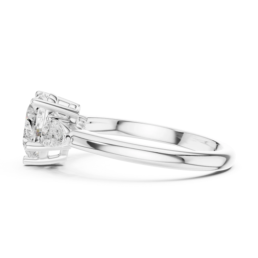 Heart Cut 2.50 CT Diamond Three Stone Wedding Ring VVS1 D Color