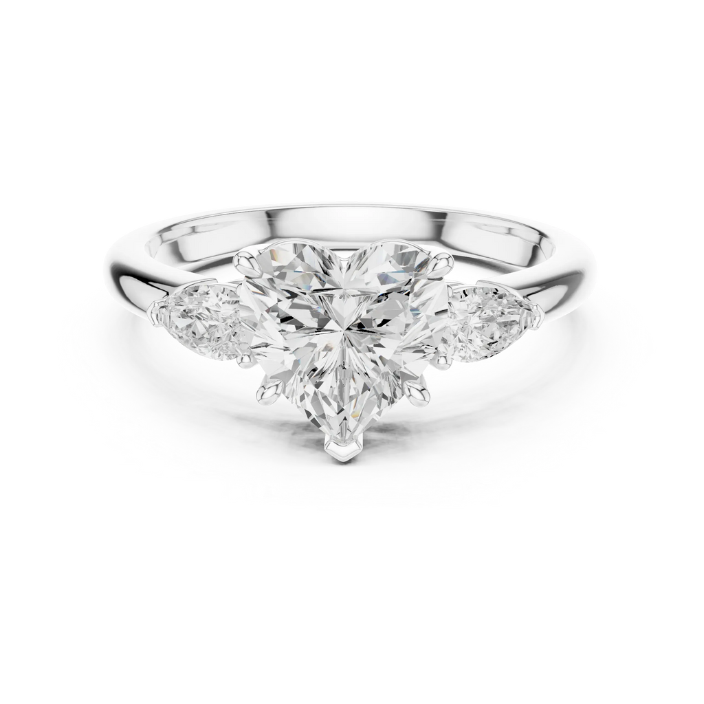 Heart Cut 2.50 CT Diamond Three Stone Wedding Ring VVS1 D Color