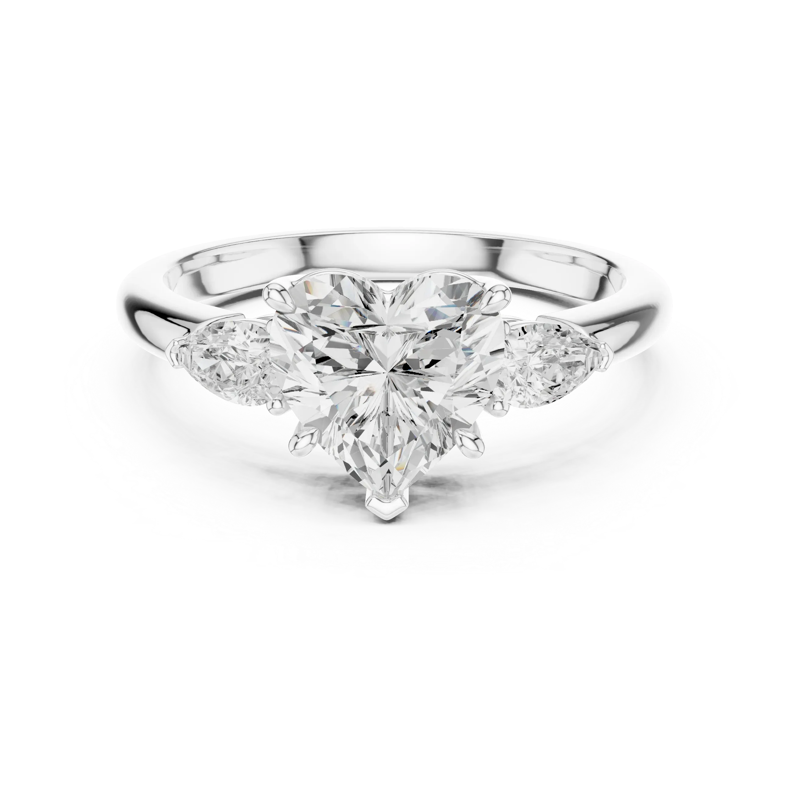 Heart Cut 2.50 CT Diamond Three Stone Wedding Ring VVS1 D Color