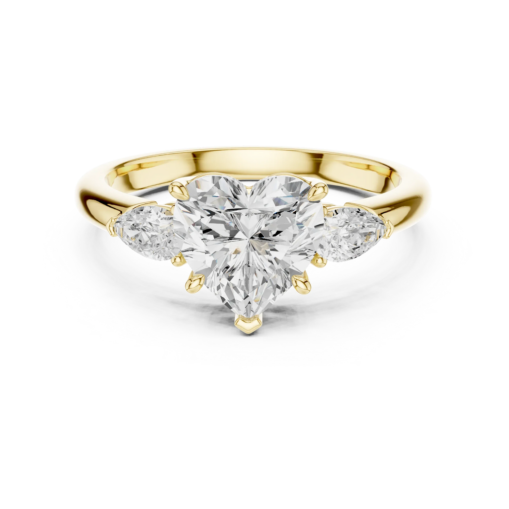 Heart Cut 2.50 CT Diamond Three Stone Wedding Ring VVS1 D Color