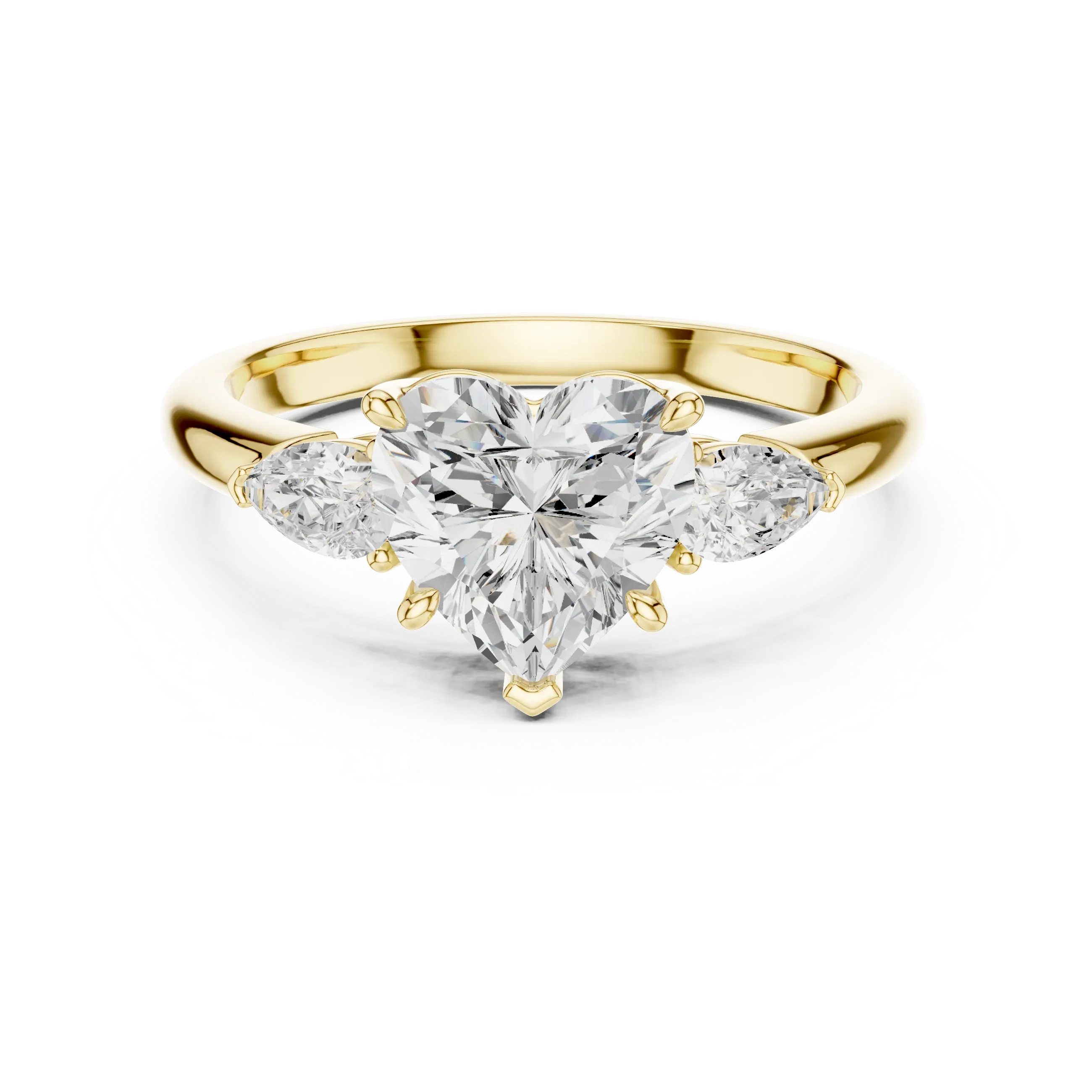 Heart Cut 2.50 CT Diamond Three Stone Wedding Ring VVS1 D Color