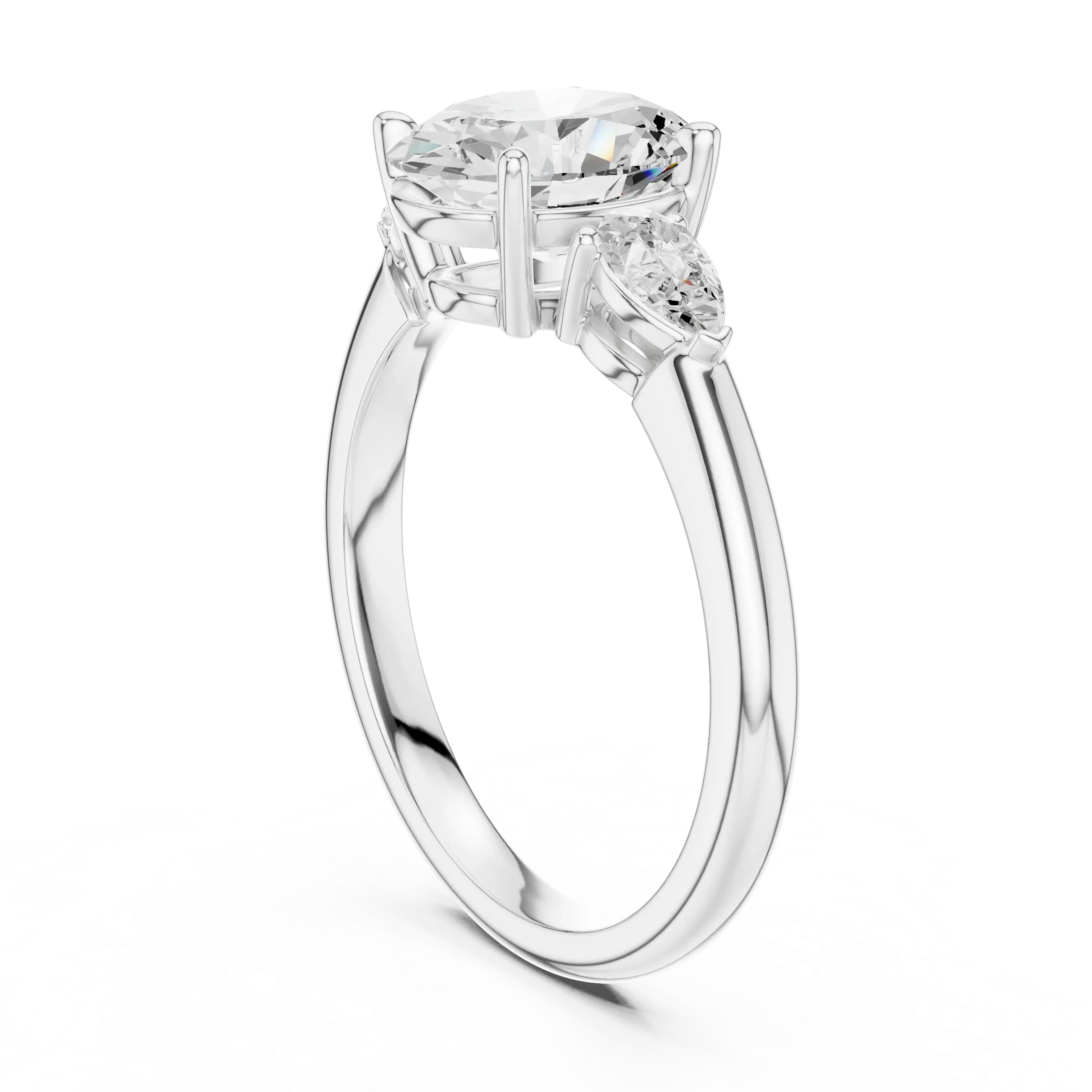 Oval Cut 2.50 CT Diamond Three Stone Wedding Ring VVS1 D Color