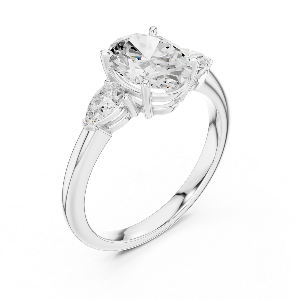 Oval Cut 2.50 CT Diamond Three Stone Wedding Ring VVS1 D Color