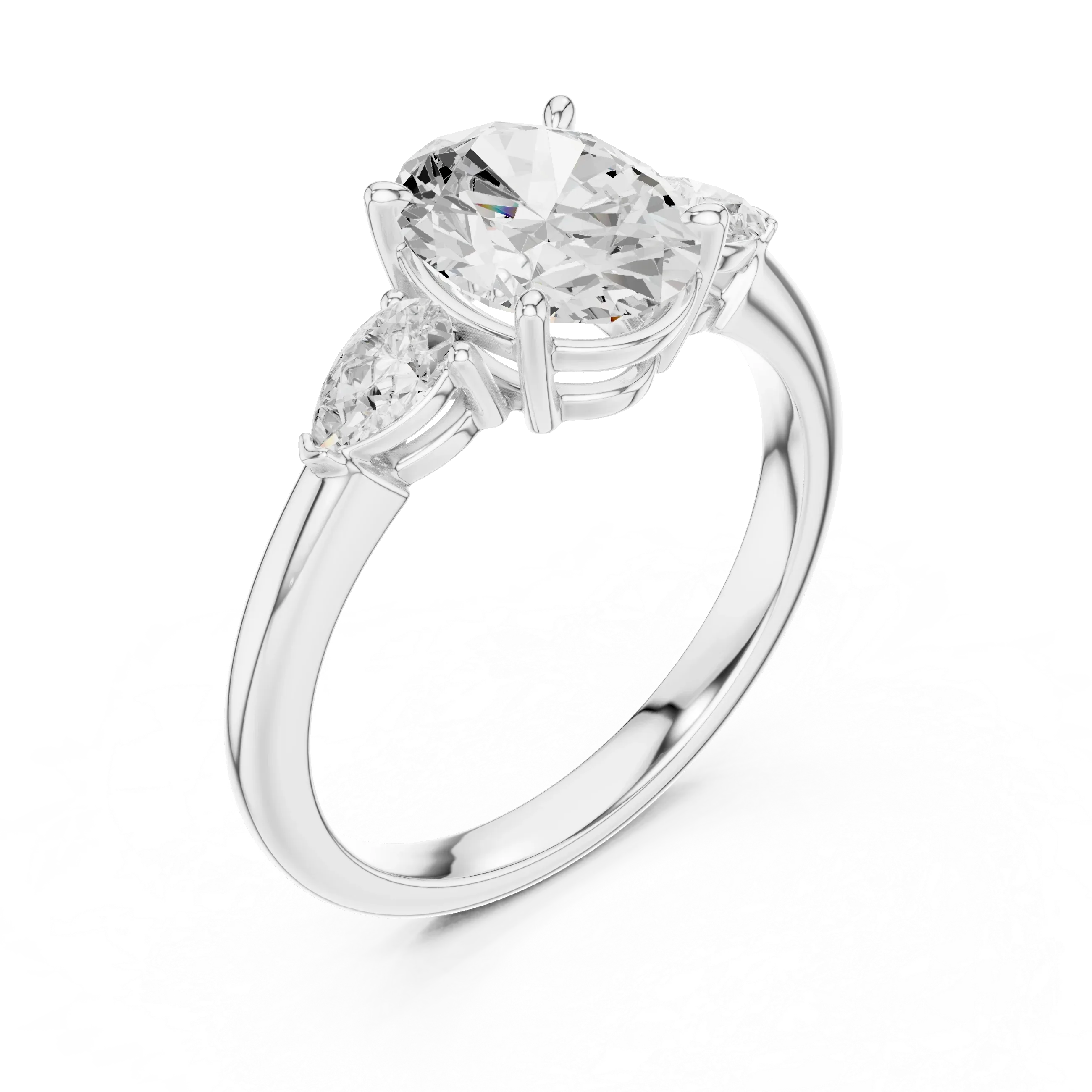 Oval Cut 2.50 CT Diamond Three Stone Wedding Ring VVS1 D Color