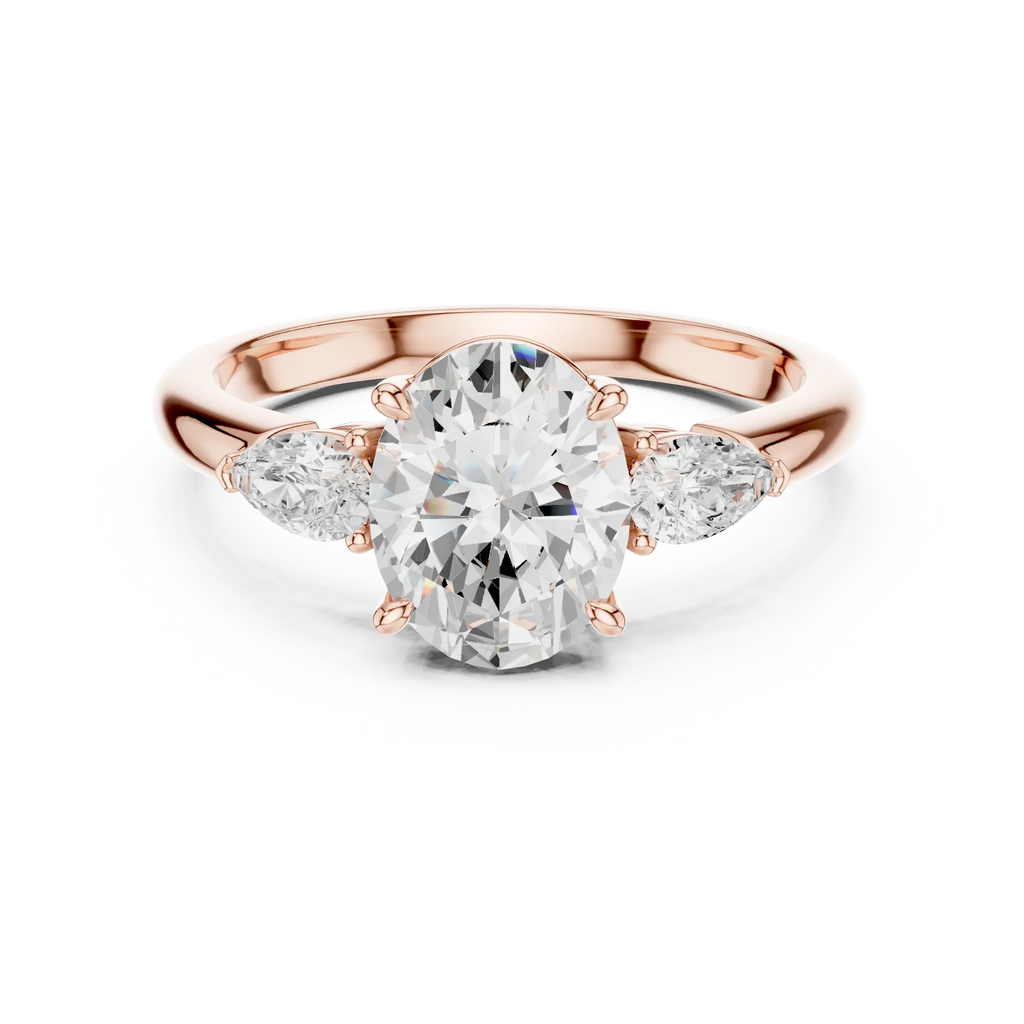 Oval Cut 2.50 CT Diamond Three Stone Wedding Ring VVS1 D Color