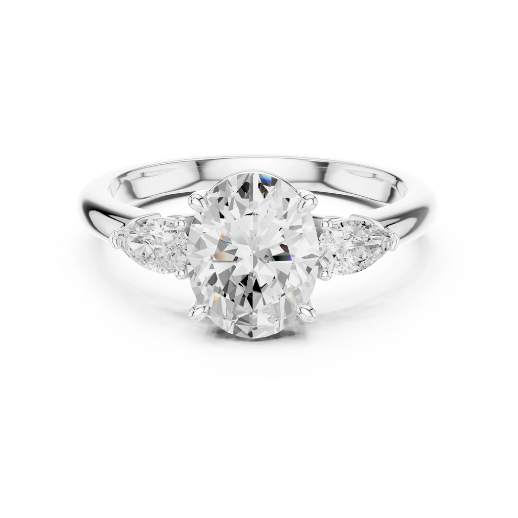 Oval Cut 2.50 CT Diamond Three Stone Wedding Ring VVS1 D Color