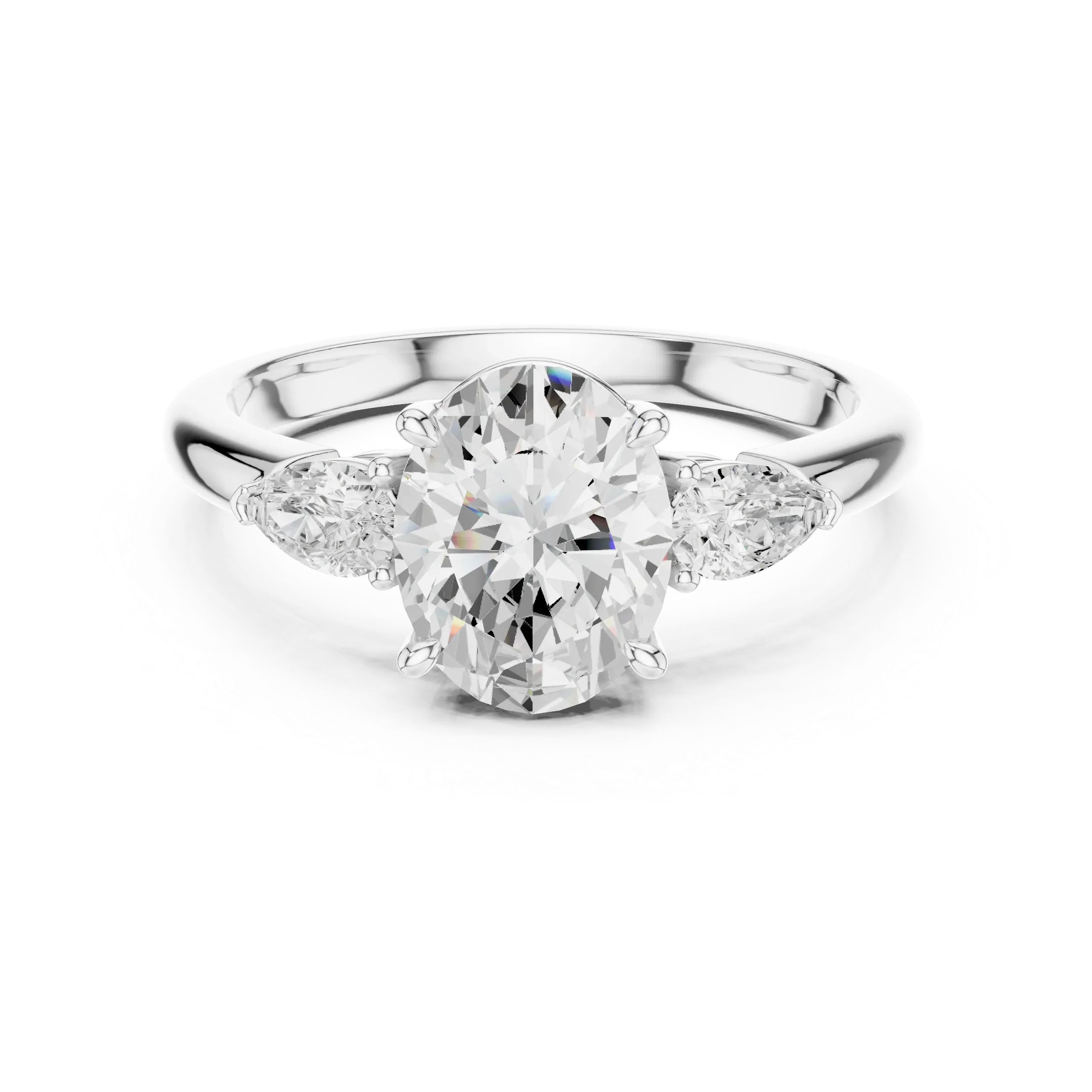 Oval Cut 2.50 CT Diamond Three Stone Wedding Ring VVS1 D Color