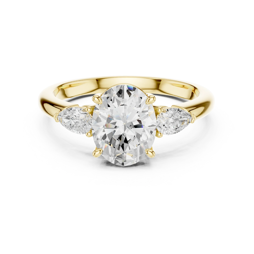 Oval Cut 2.50 CT Diamond Three Stone Wedding Ring VVS1 D Color