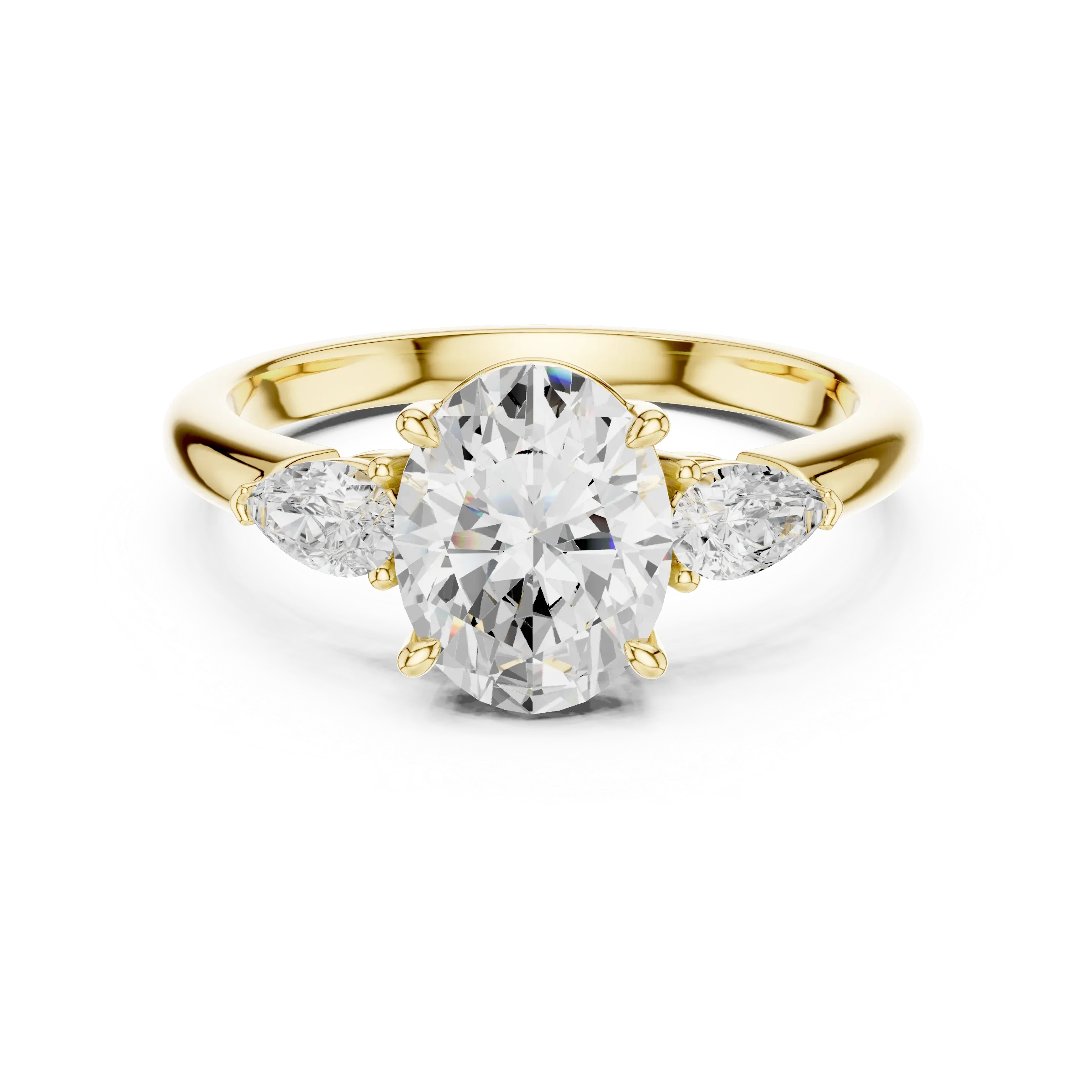 Oval Cut 2.50 CT Diamond Three Stone Wedding Ring VVS1 D Color