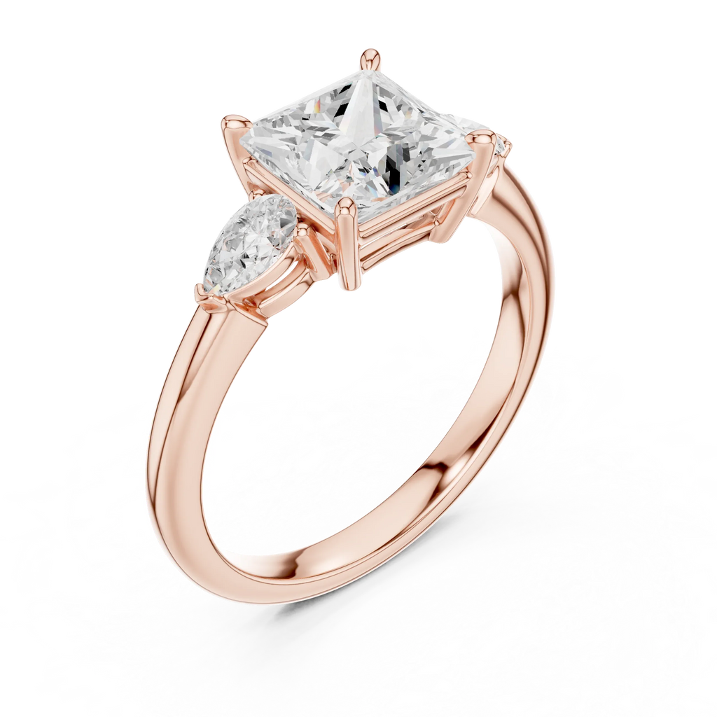 Princess Cut 2.50 CT Diamond Three Stone Wedding Ring VVS1 D Color