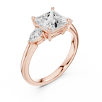 Princess Cut 2.50 CT Diamond Three Stone Wedding Ring VVS1 D Color