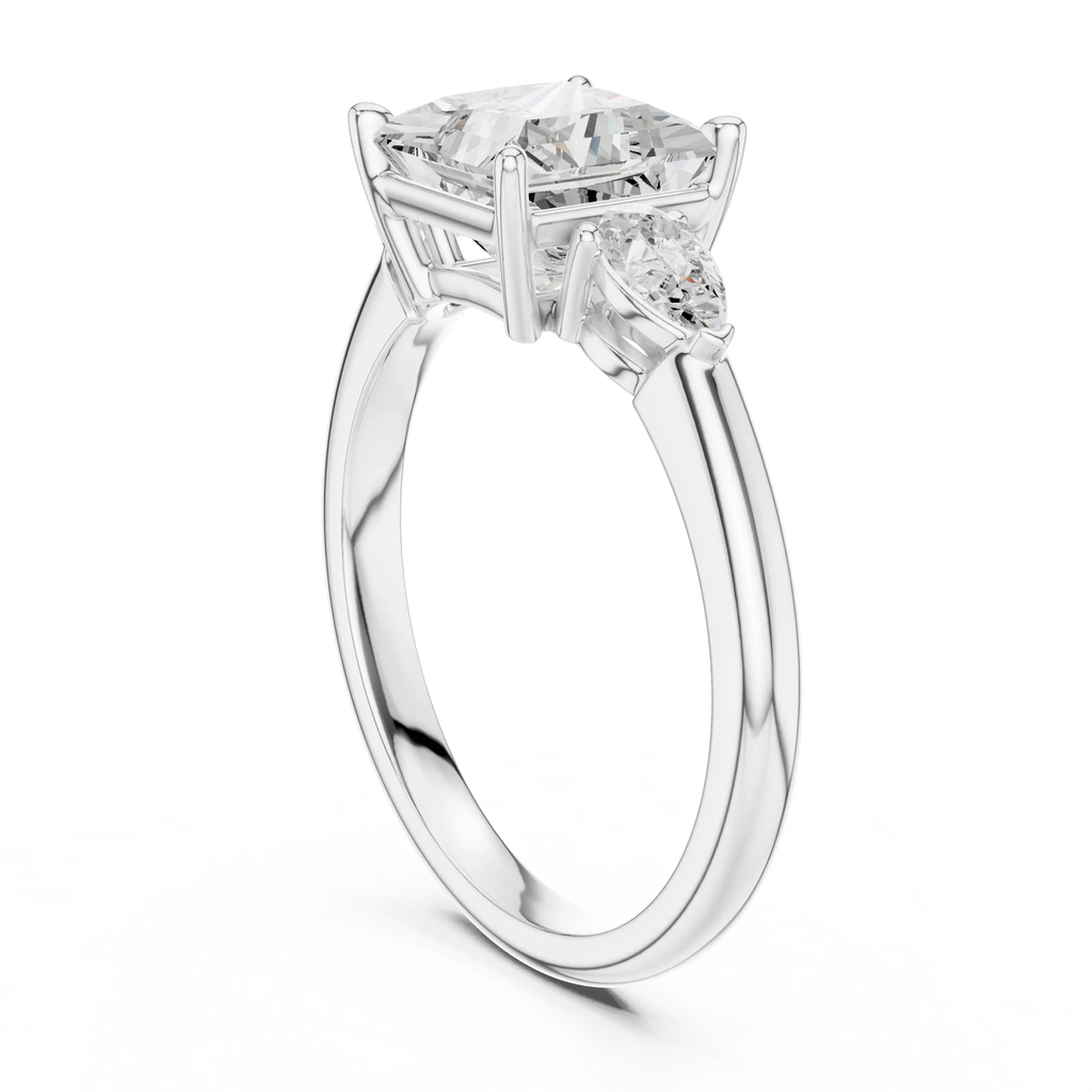 Princess Cut 2.50 CT Diamond Three Stone Wedding Ring VVS1 D Color