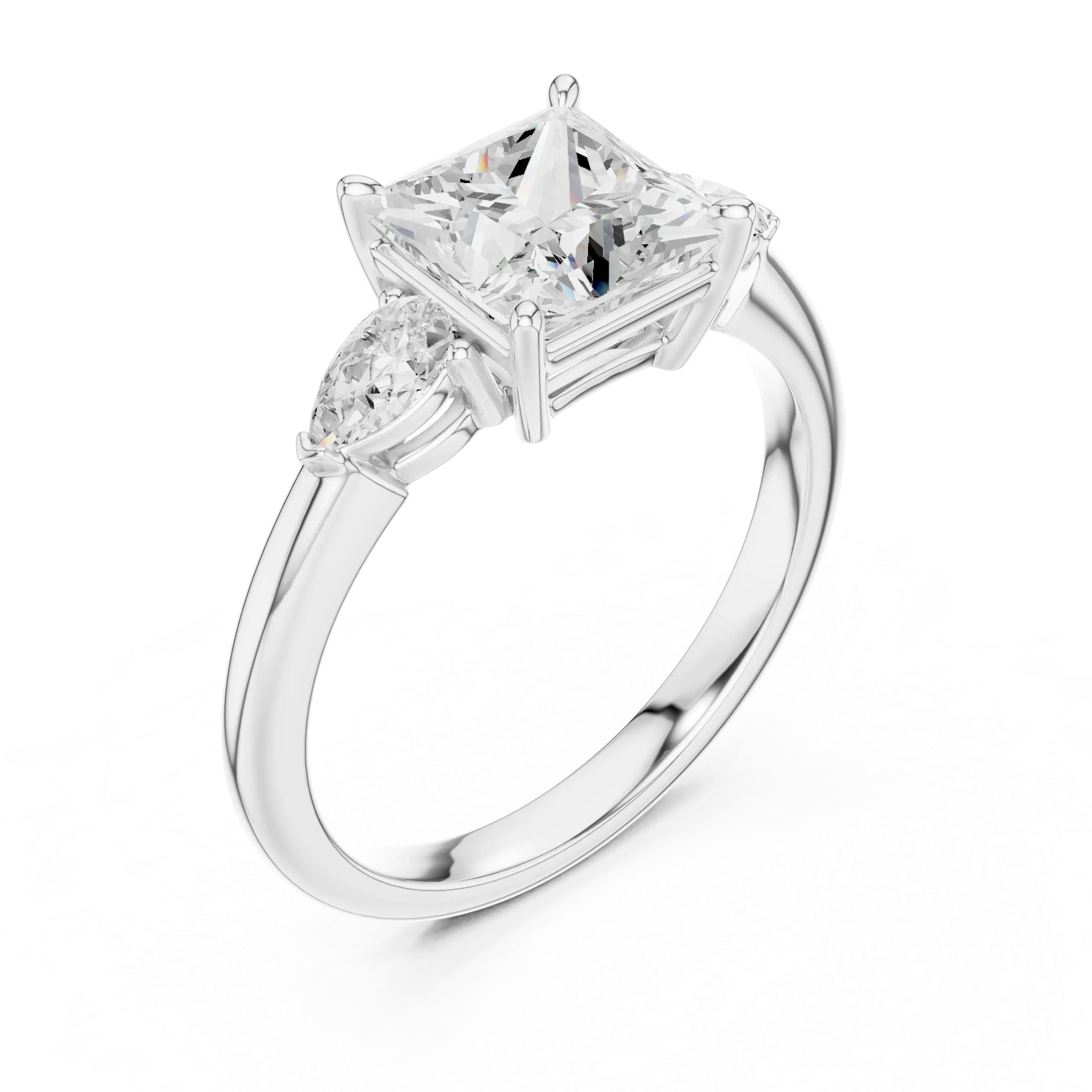 Princess Cut 2.50 CT Diamond Three Stone Wedding Ring VVS1 D Color